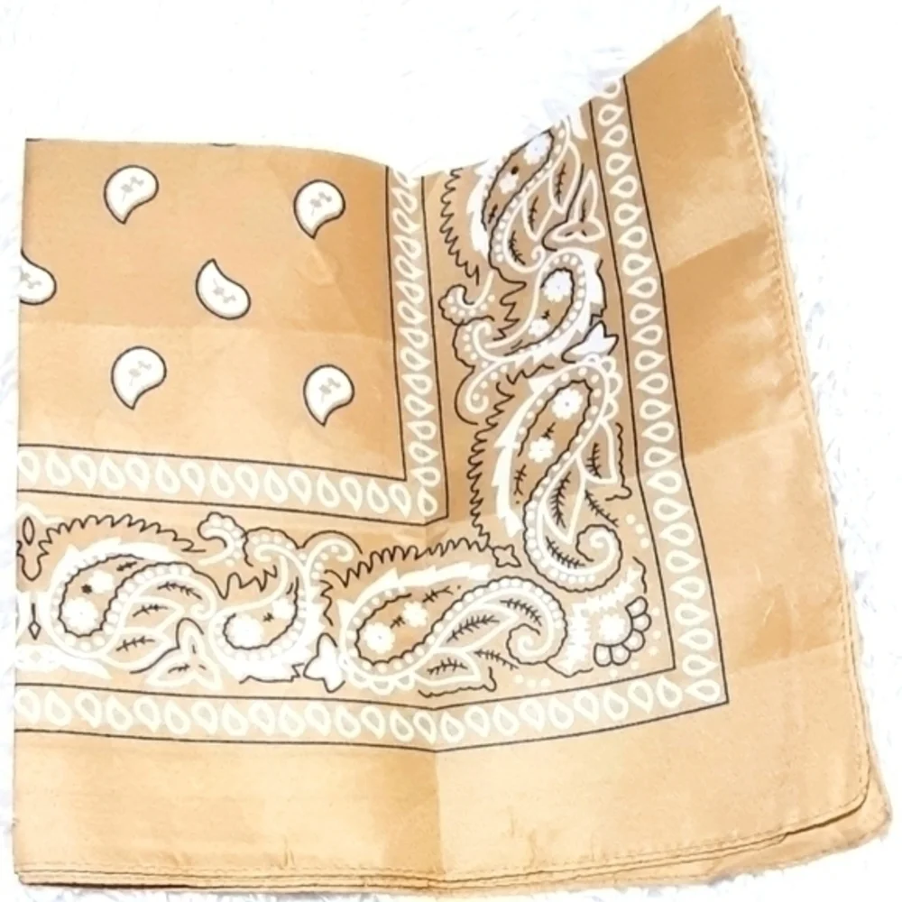 Classic Paisley Print Bandana- Gold